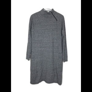 T By Talbots Long Sleeve Zip Mock Neck Dress XS Pockets Pima Cotton UPF50 COZY